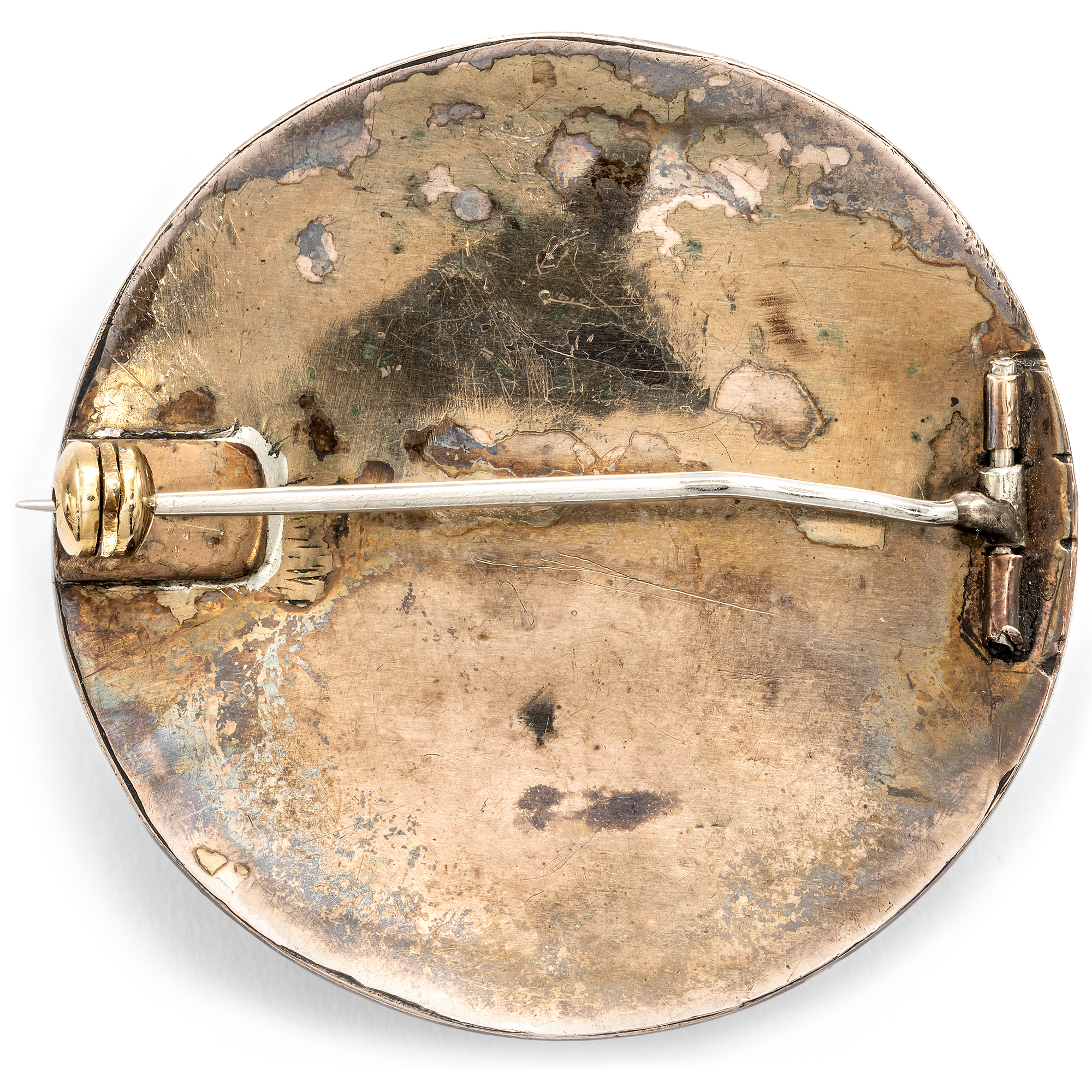 Antike Brosche mit Böhmischen Granaten in Tombak, um 1880 Antike Brosche mit Böhmischen Granaten in Tombak, um 1880