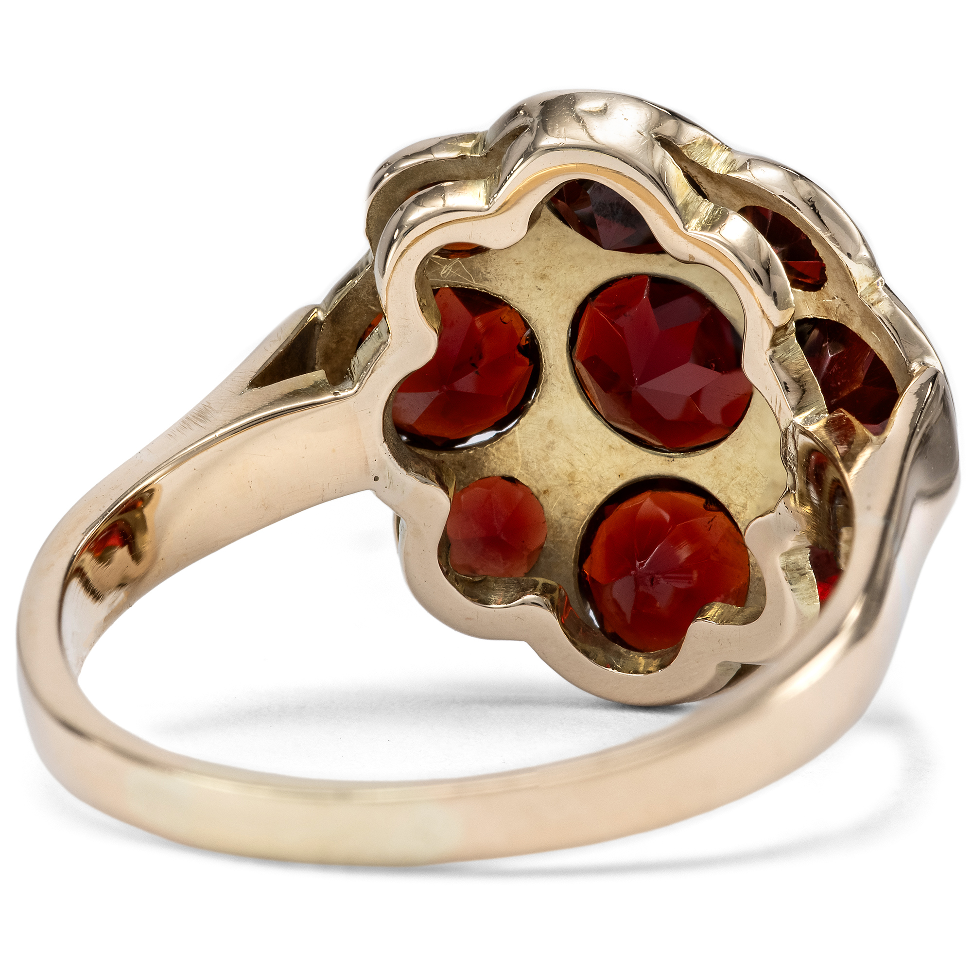 Feiner vintage Ring mit Granaten in Gelbgold, um 1975 Feiner vintage Ring mit Granaten in Gelbgold, um 1975