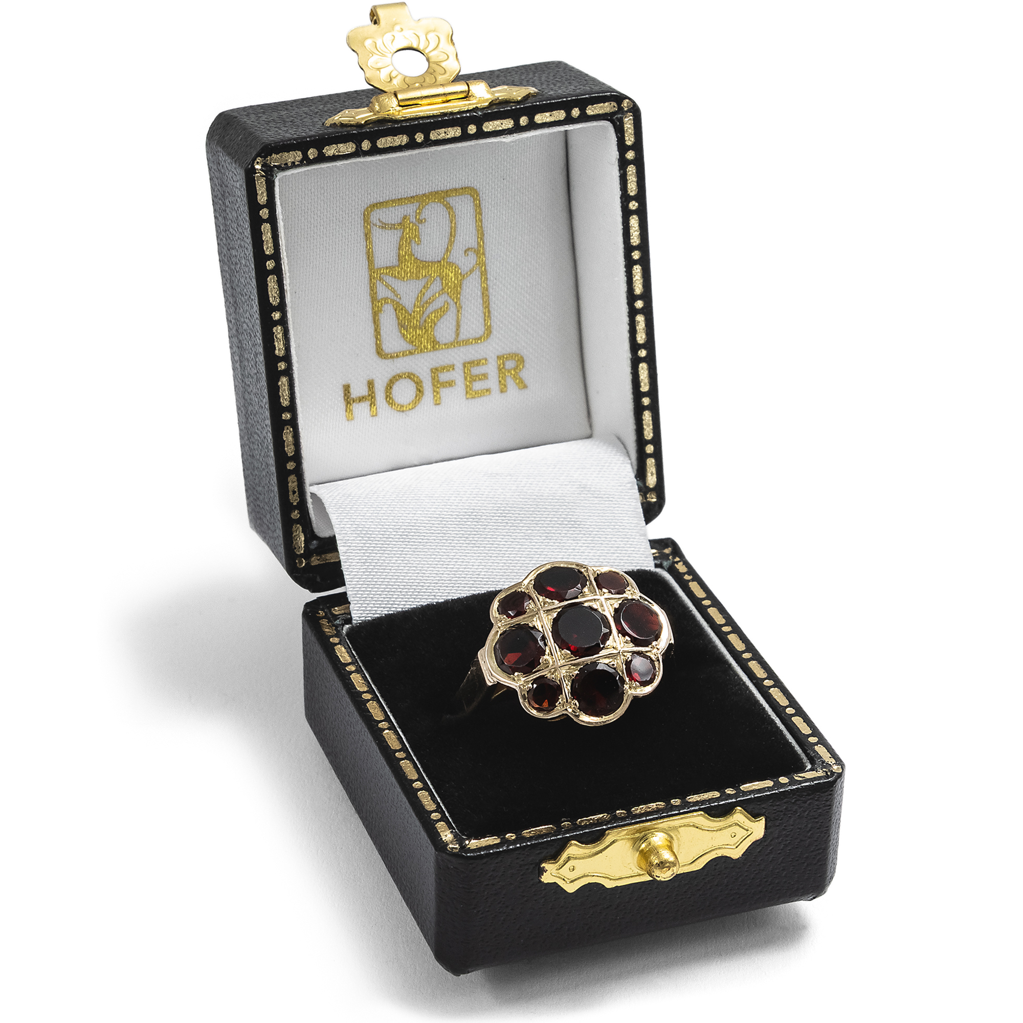 Feiner vintage Ring mit Granaten in Gelbgold, um 1975 Feiner vintage Ring mit Granaten in Gelbgold, um 1975